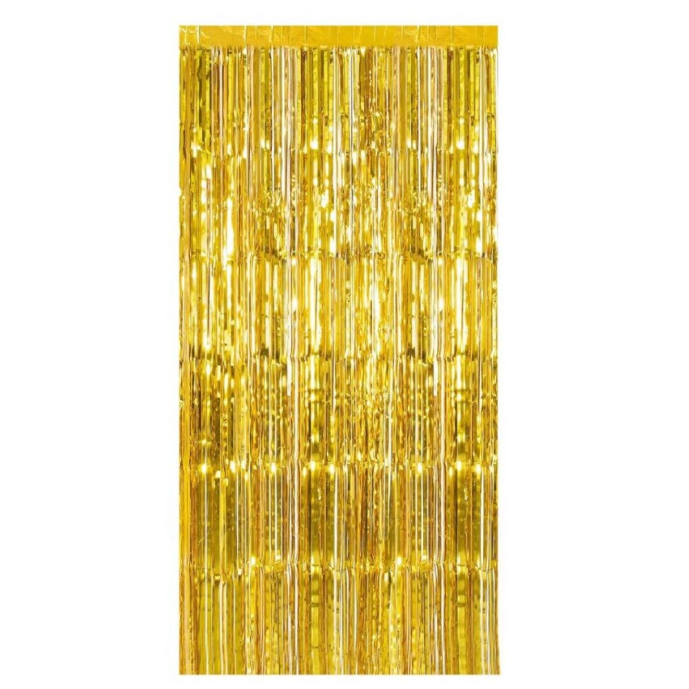 cortina tiras metalizada dorada para fiestas