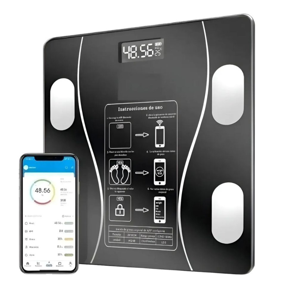 Bascula digital conexión a bluetooth con pilas lb/kg