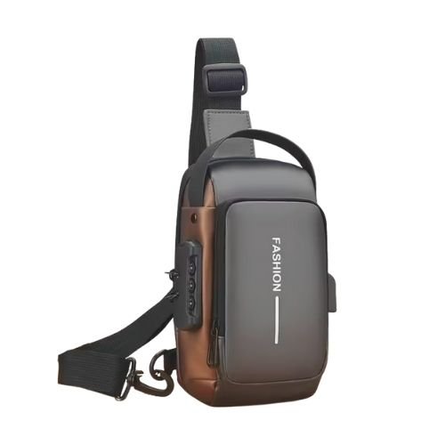 bolso de hombro usb antirrobo multifunción unisex Marron
