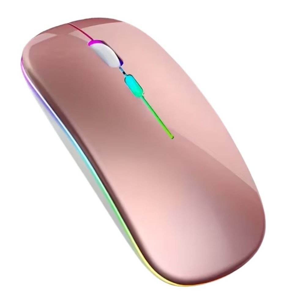 Mouse inalambrico color rosa gold con led silencioso