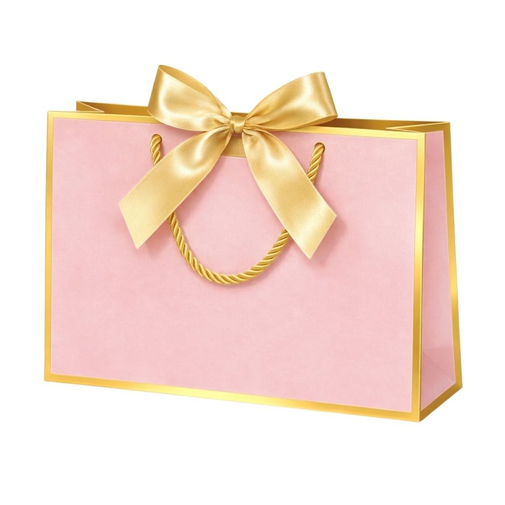 Bolsa de regalo rosa pastel con borde dorado  20cm
