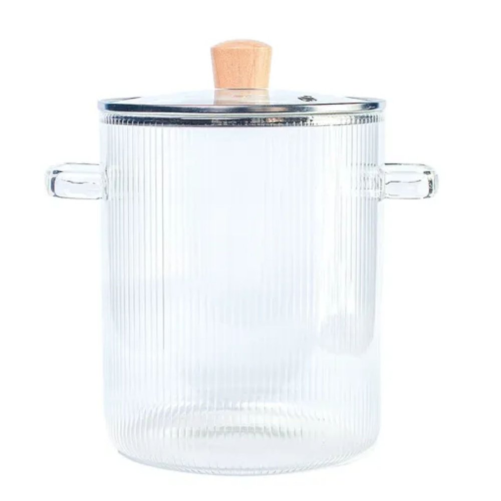 Olla de vidrio con tapa 2 lts aviva home mango en madera