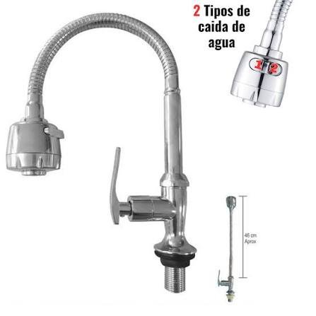 Llave para lavadero pico ganzo flexible para mueble