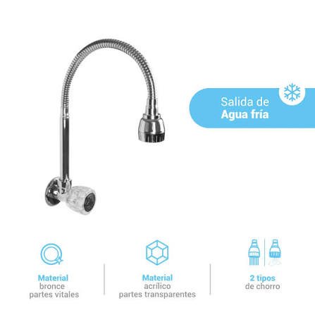 llave para lavadero pared pico flexible/baru/italgrif