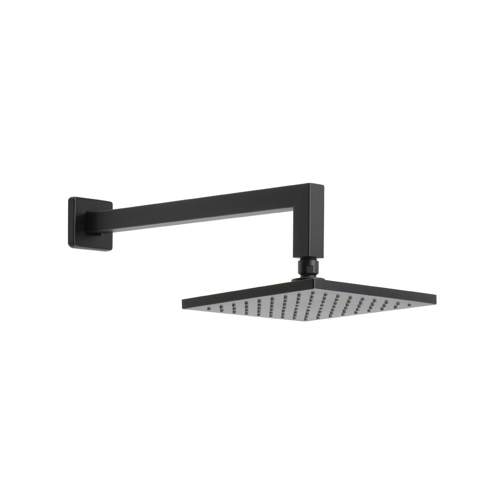 DUCHA CUADRADA SLM 6  NEGRA CIN BRAZO 40CM