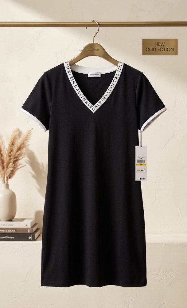Vestido 🇺🇸 CALVIN KLEIN talla M negro cuello en V