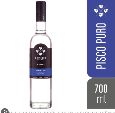 Pisco 4 Gallos Quebranta 700ml
