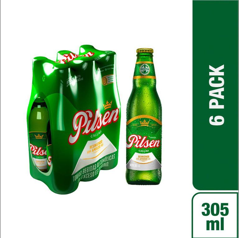 Cerveza Pilsen Six Pack Botella 305ml