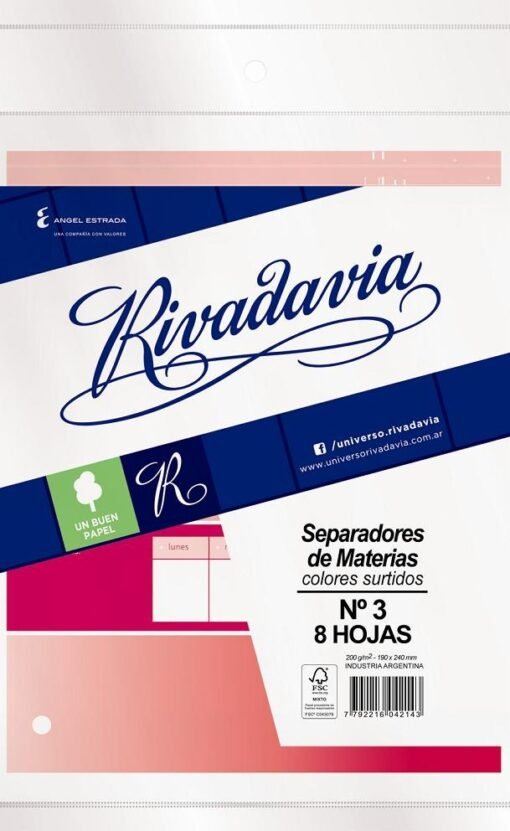 Asignaturas Separadores Carátulas Portadas  N3 Rivadavia x6