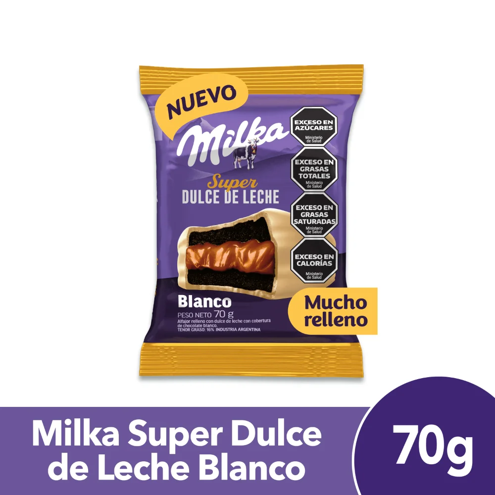 Alfajor Milka Super dulce de Leche, blanco 70g