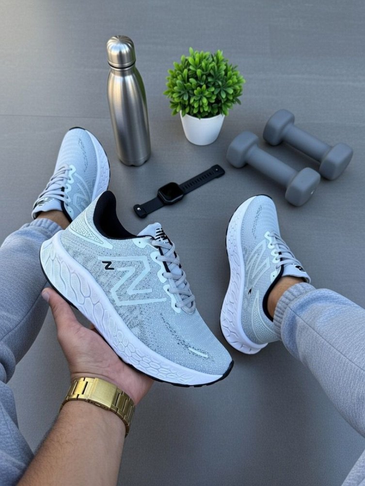 new balance cinza branco caixa