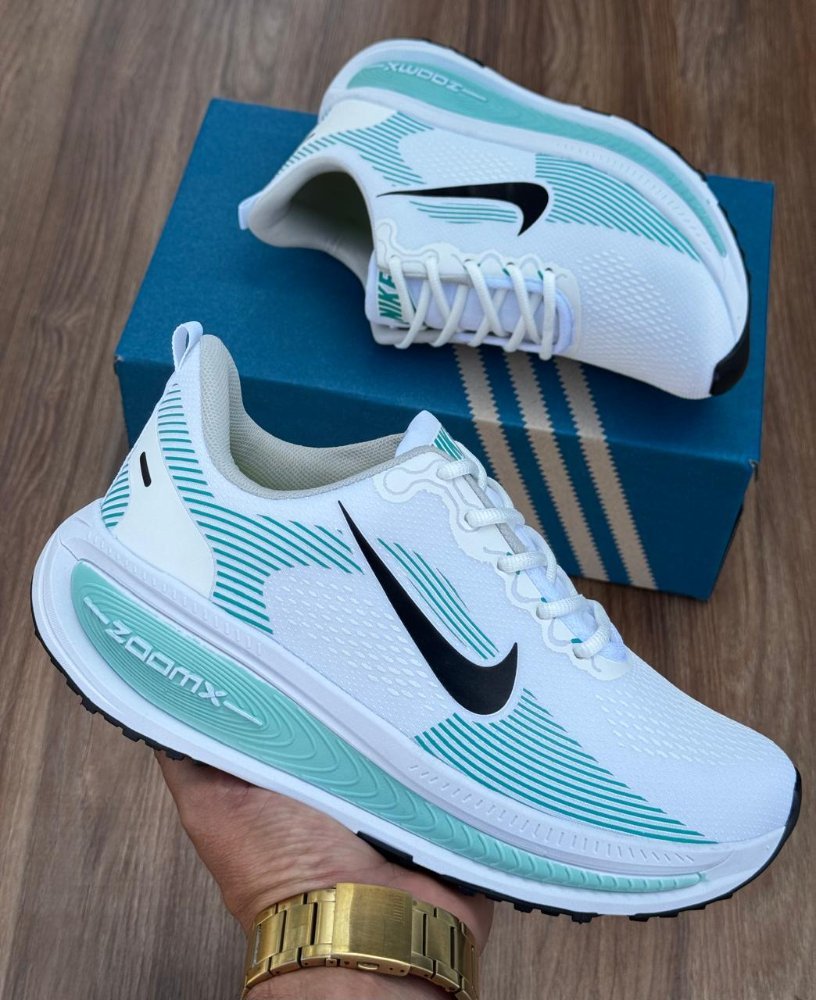 nike zoomx branco ciano saco alta