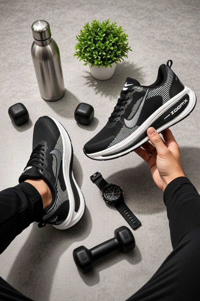 nike zoomx preto branco caixa baixa
