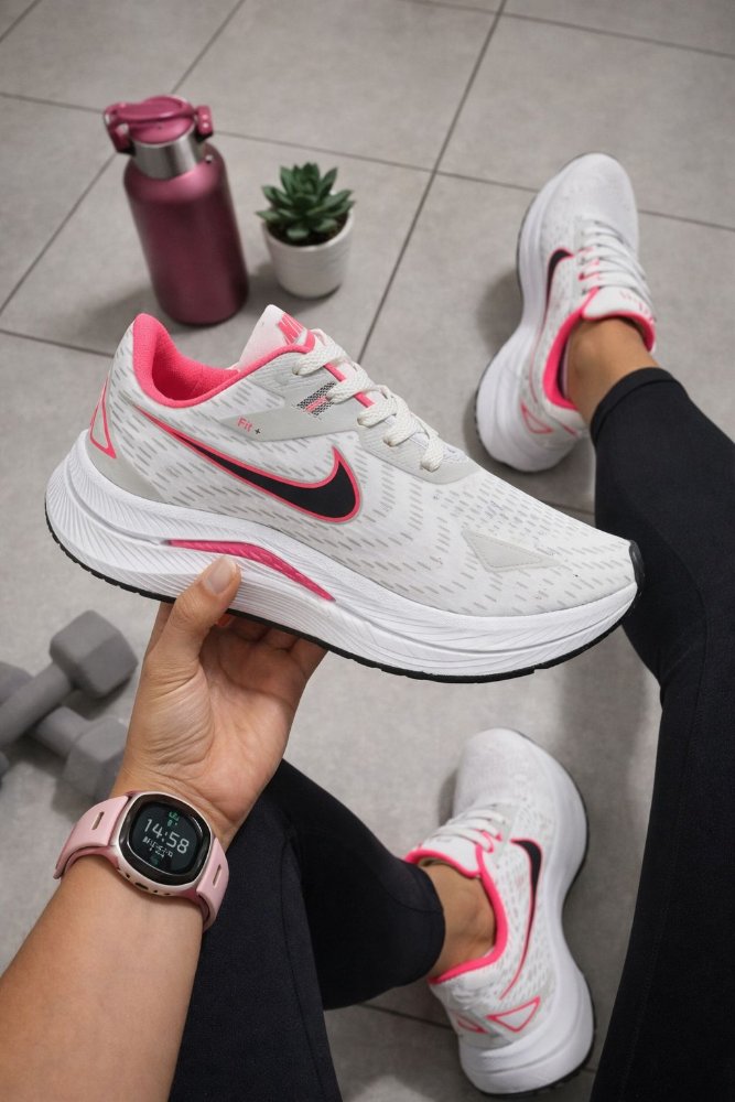 nike fit branco pink caixa baixa