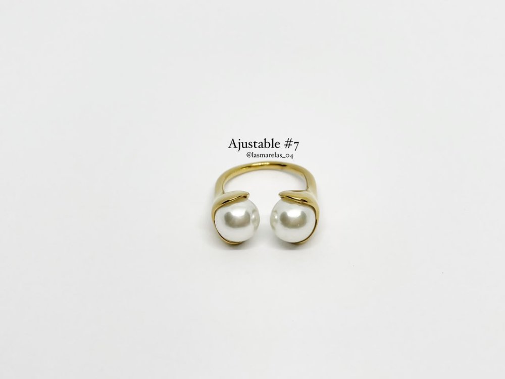 Anillo # 7 dos perlas