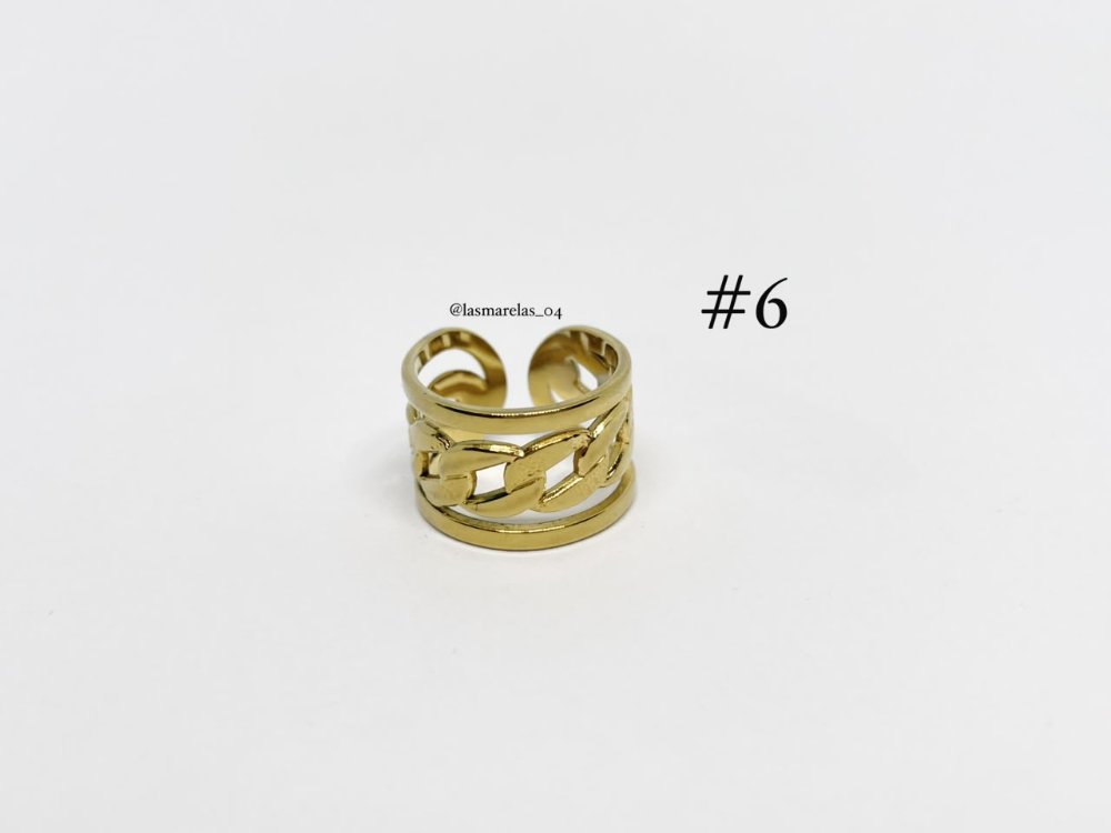 Anillo grueso cadena #6 ajustable- Acero inoxidable