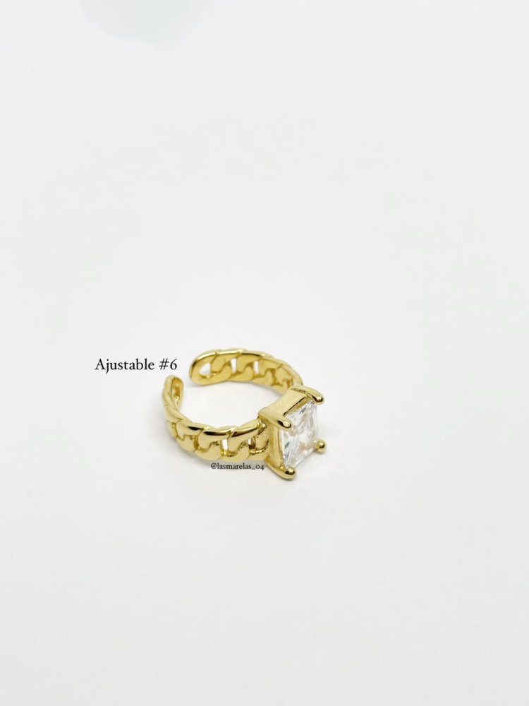 Anillo piedra claro cuadrada