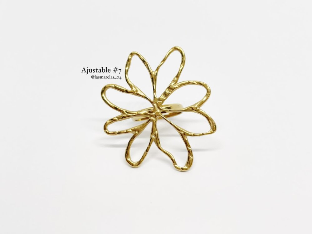 Anillo # 7 ajustable flor contorno