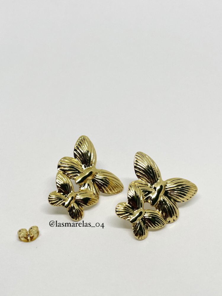 Aritos grande dos mariposas - Acero Inoxidable