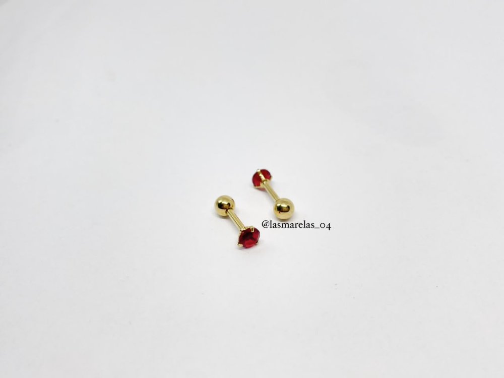 Piercing diamante rojo - Acero inoxidable tipo rosca