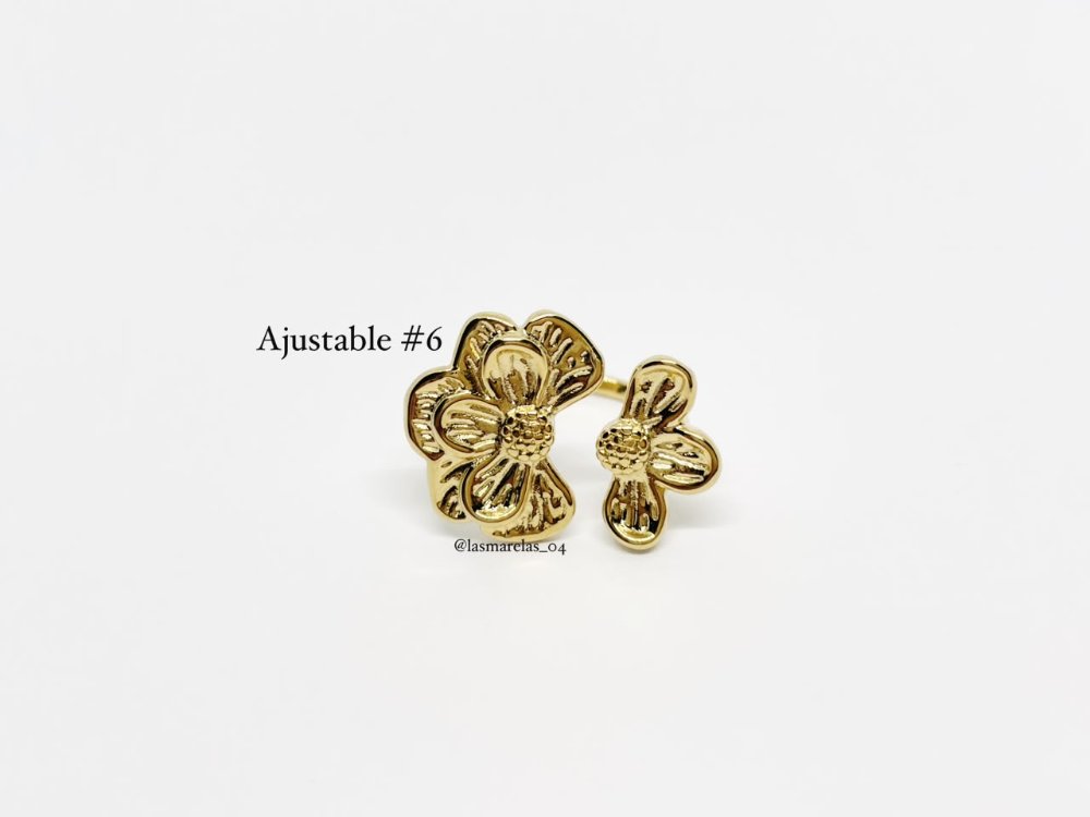 Anillo # 7 ajustable dos flor