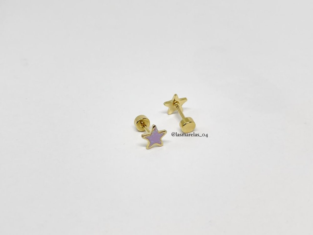 Piercing estrella morada - Acero inoxidable tipo rosca