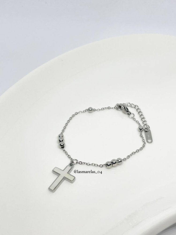 Pulsera cruz dorada & plateada.