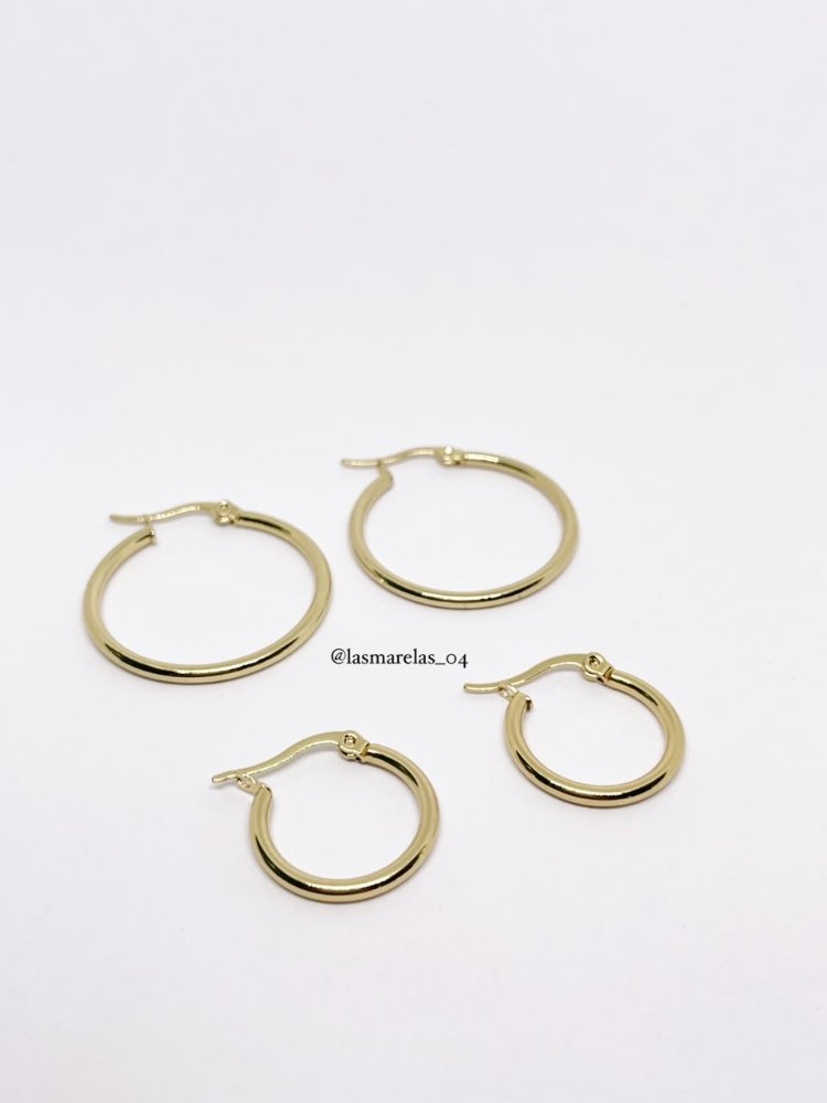 Argollas redondas lisas delgadas N° 15 - Acero Inoxidable
