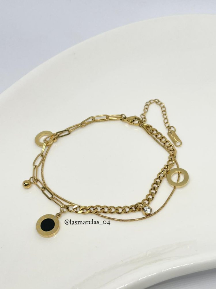 Pulsera doble circulo negro