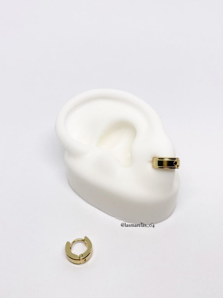 Argollas redondas lisas mini dos líneas N° 31 - Acero Inoxidable