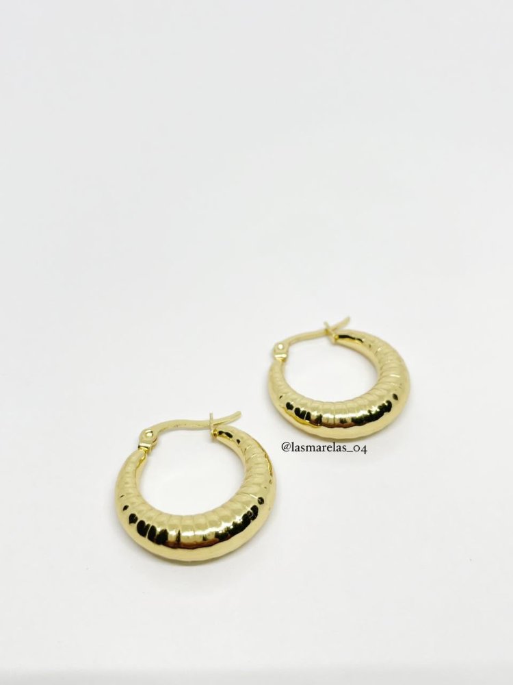 Argollas redondas gruesas relieve N° 20 - Acero Inoxidable