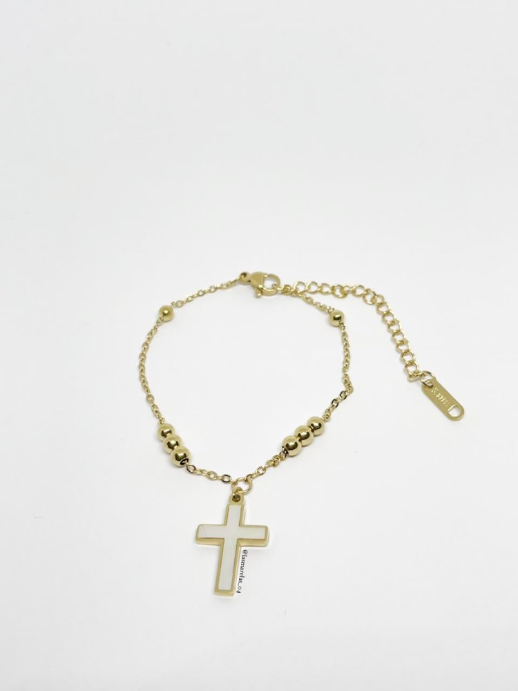 Pulsera cruz plateada