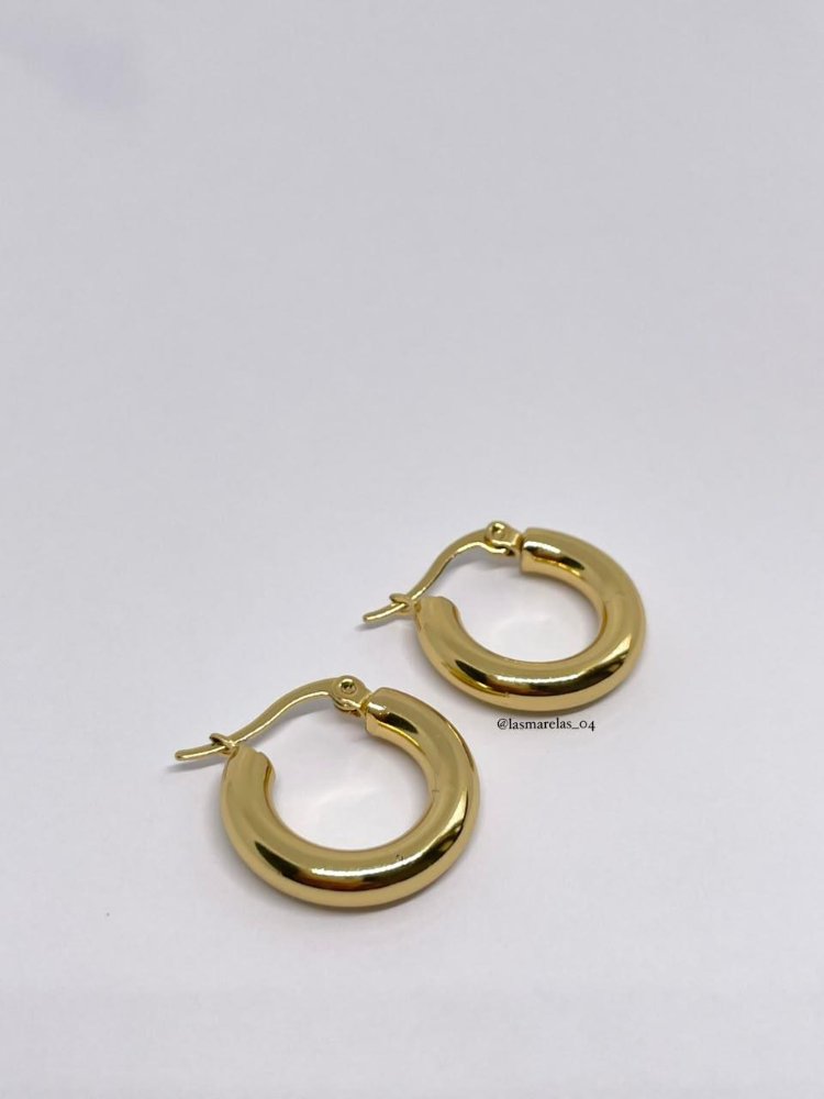 Argollas redondas lisas gruesas grandes  N° 14 - Acero Inoxidable
