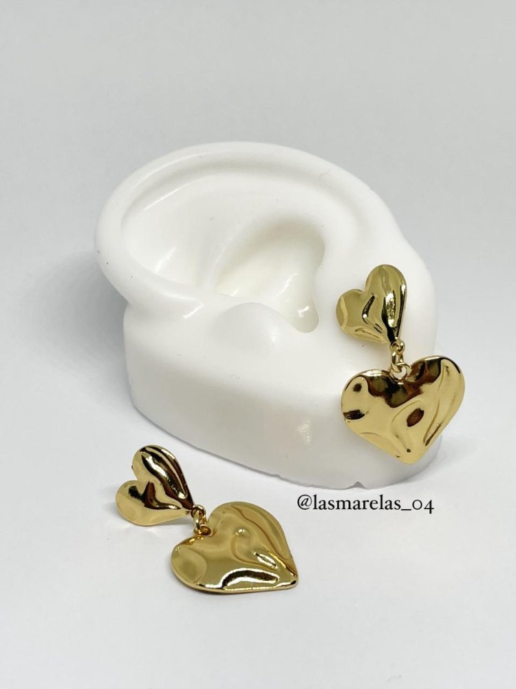 Aritos grandes dos corazones - Acero Inoxidable