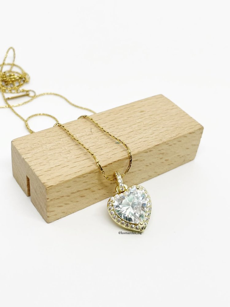 Cadena de corazon diamante con piedras
