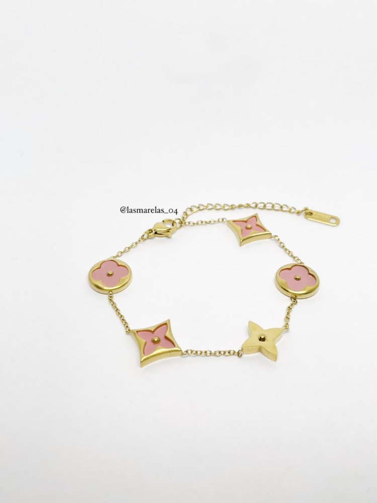 Pulsera flores rosadas