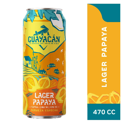 CERVEZA GUAYACAN LAGER PAPAYA 473 CC