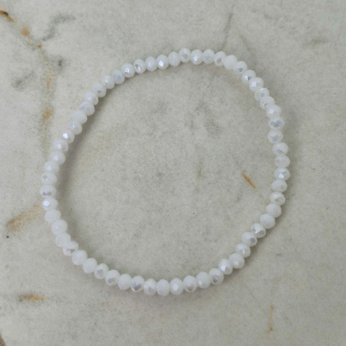 PULSERA ELASTIZADA FULL CRISTALES CHICOS - BLANCA