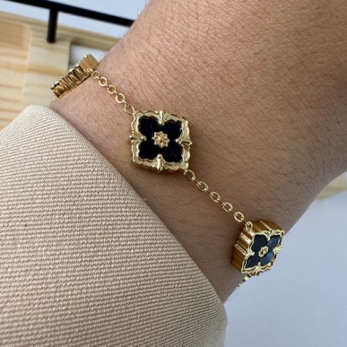 Pulsera Dorada Baldina - Negro