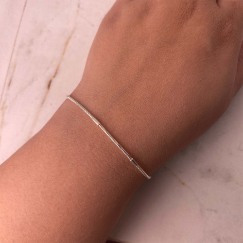 Pulsera acero blanco colita de rata con barritas chicas