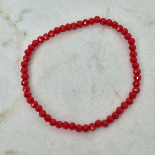 PULSERA ELASTIZADA FULL CRISTALES CHICOS - ROJA