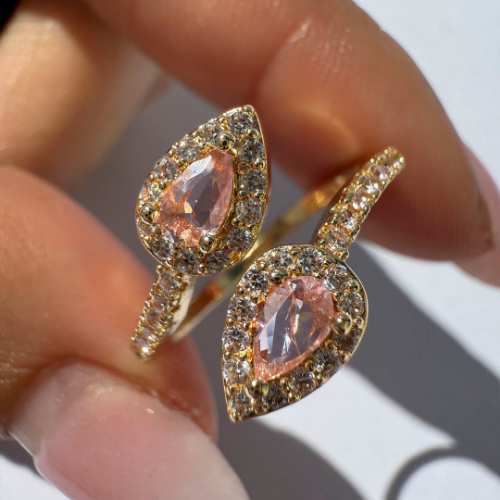 Anillo Dorado Falange Gotita - Lvy Rosado