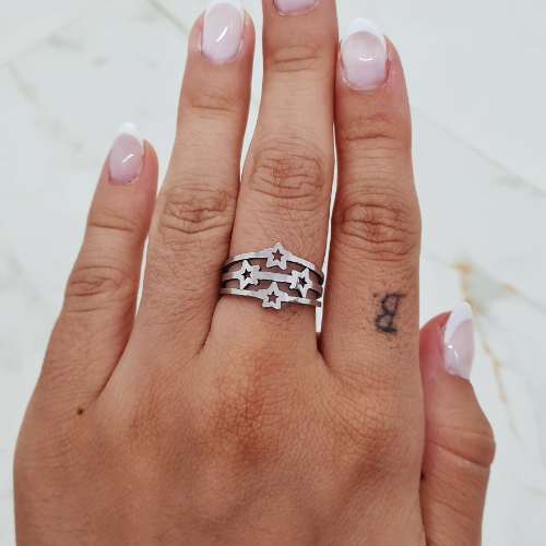 ANILLO CALADO GRANDE - TRIPLE LINEA ESTRELLA