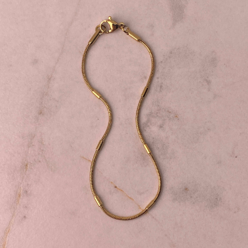 Pulsera acero dorado colita de rata con barritas chicas