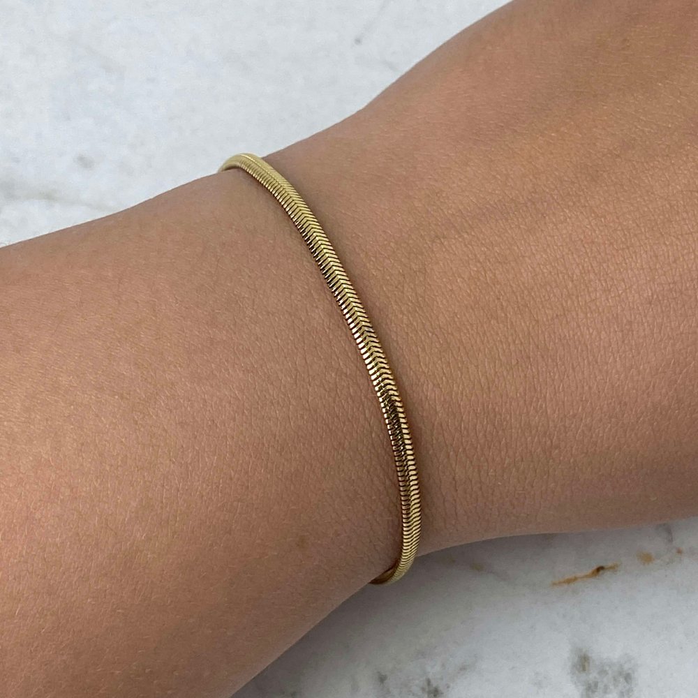 Pulsera acero dorado serpiente 3mm