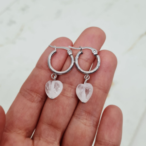 Argolla mini con piedra - cuarzo cristal