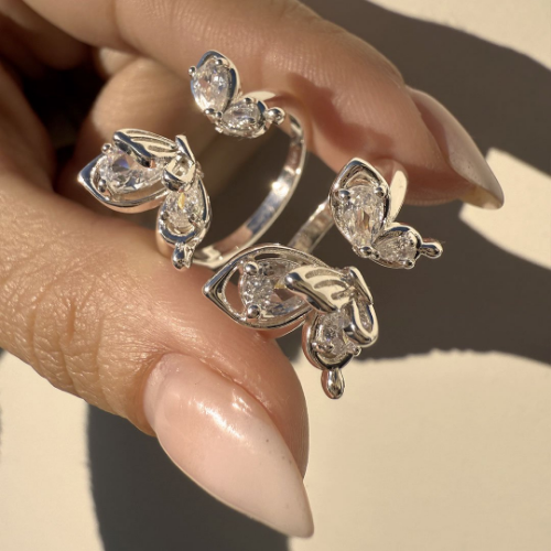 Anillo Falange Mariposa Hermosa - Blanco