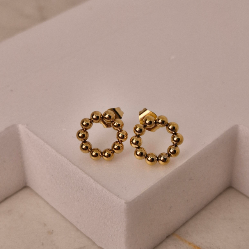 AROS ACERO DORADO REDONDO CHICO FULL BOLITAS