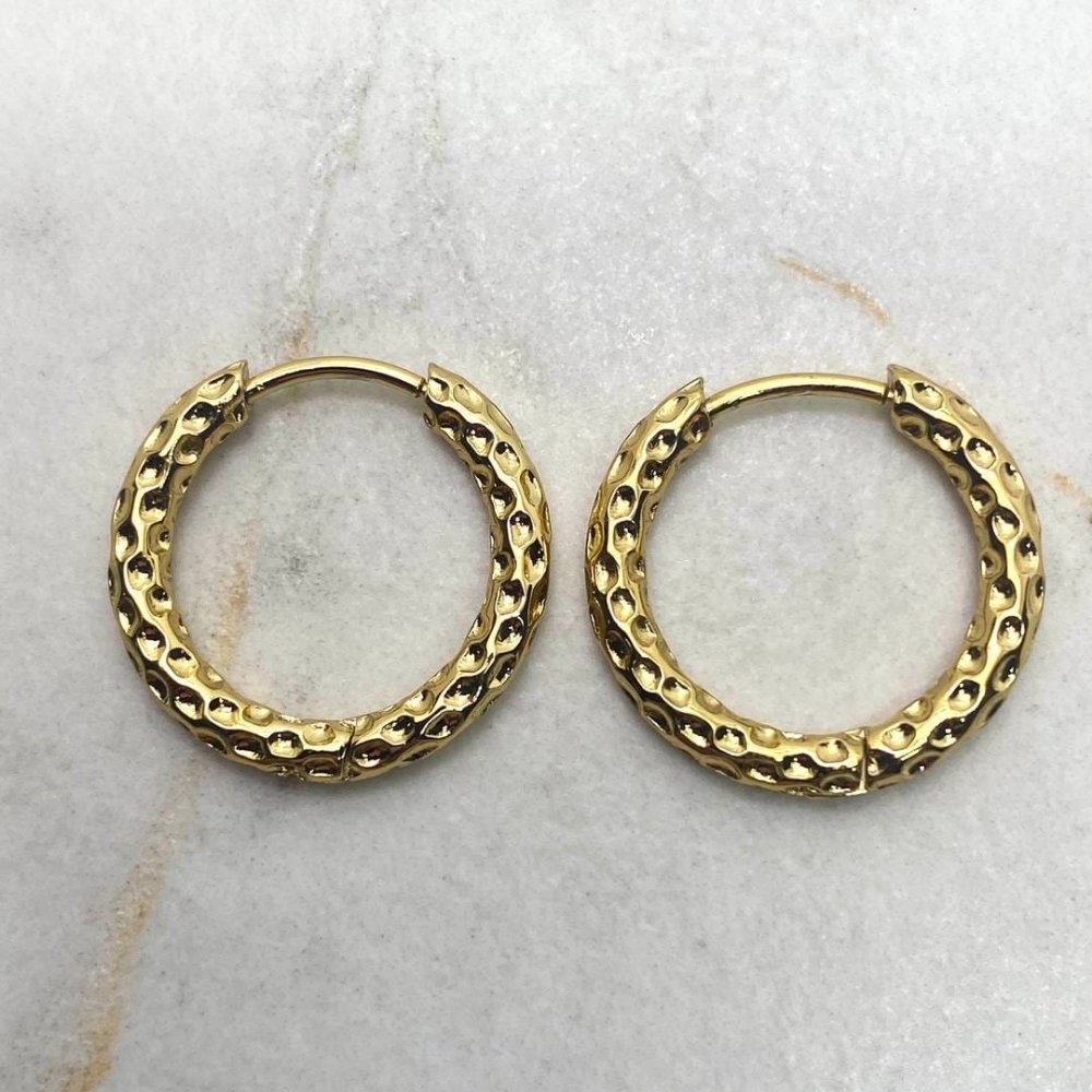 Argolla bisagra labrada- acero dorado