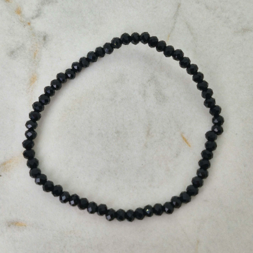 PULSERA ELASTIZADA FULL CRISTALES CHICOS - NEGRA